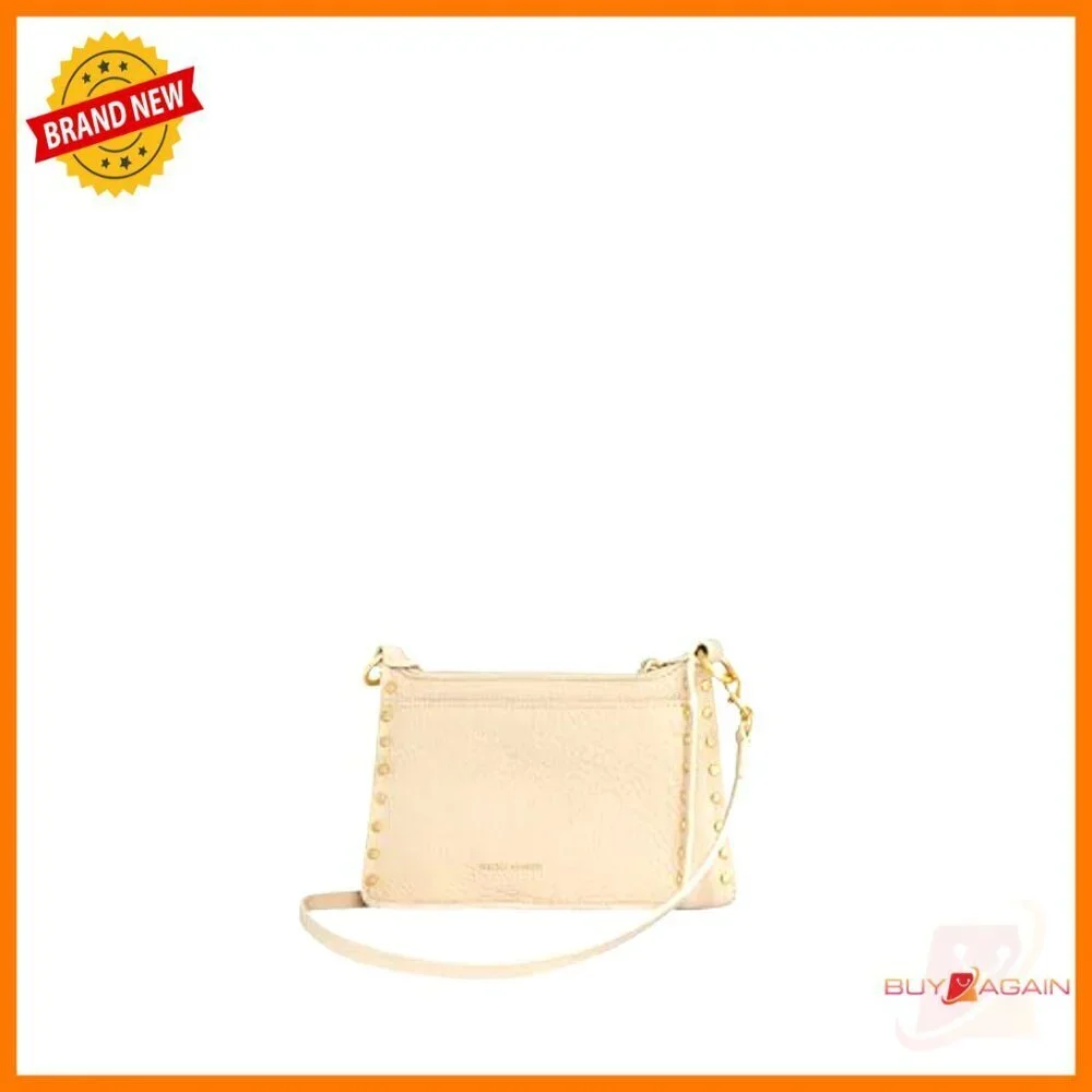 Mini Top Zip Crossbody Bag, Deerskin Leather, Hobo Style, Stud Embellishments